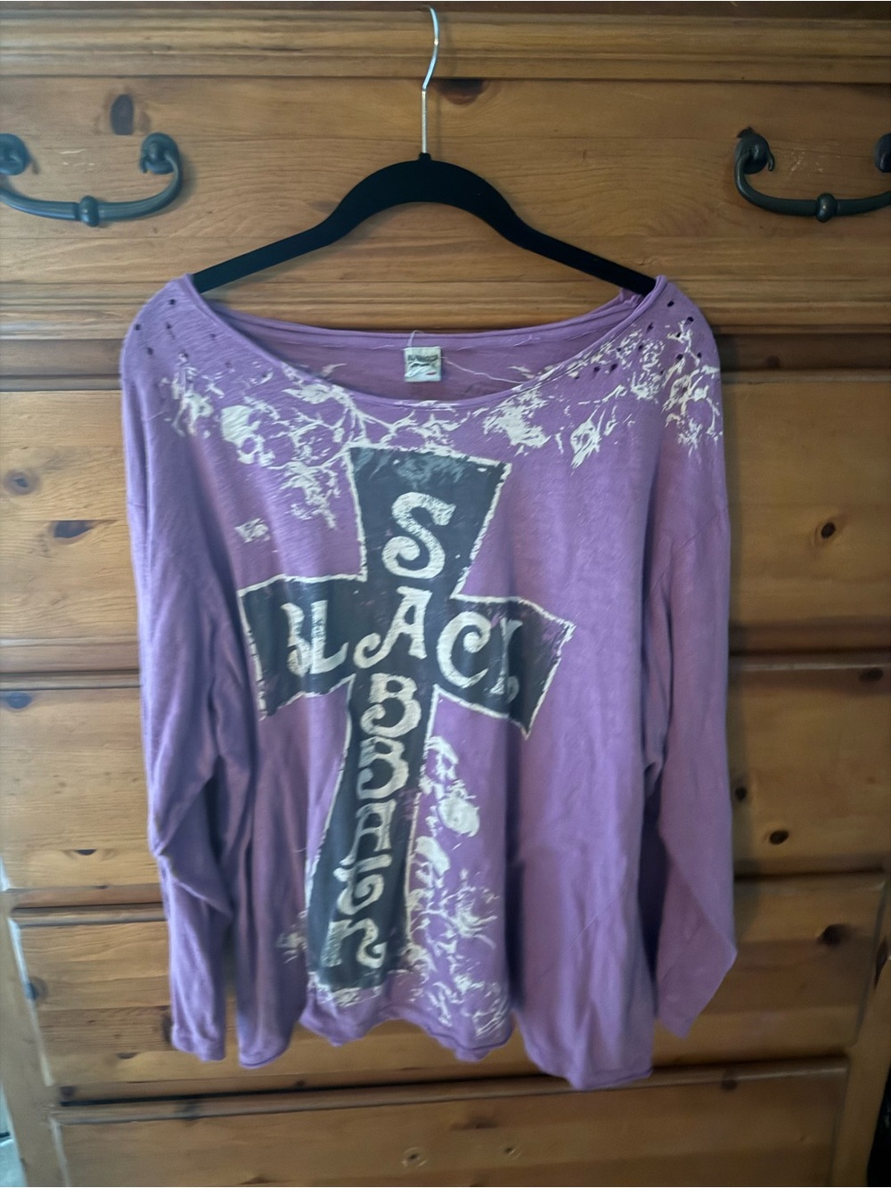 Magnolia Pearl Lavender Black Sabbath Cross Graphic Long-Sleeve Top
